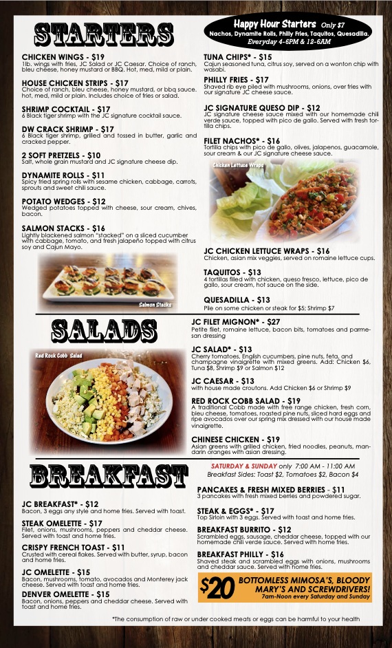 Menu John Cutter Tavern