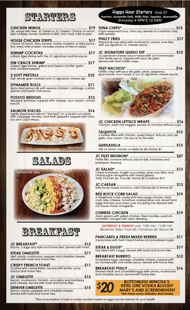 Menu John Cutter Tavern