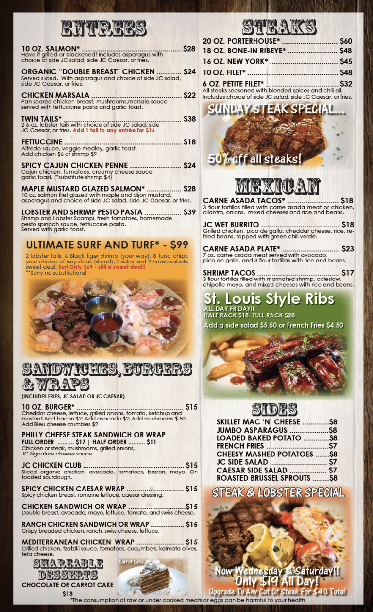 Menu John Cutter Tavern